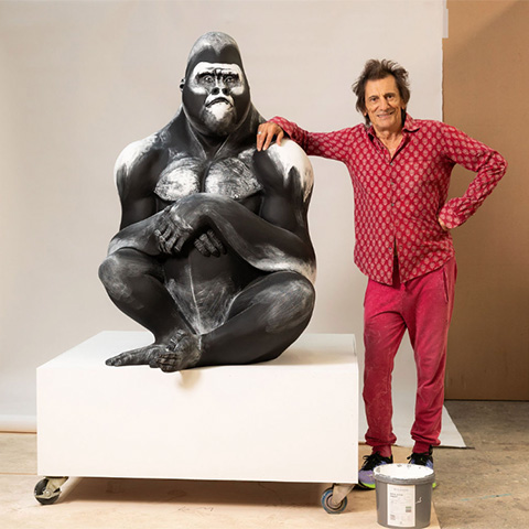 Ronnie Wood - Paint It Black - Artist Sculpture - Tusk Gorilla Trail in Covent Garden 2023